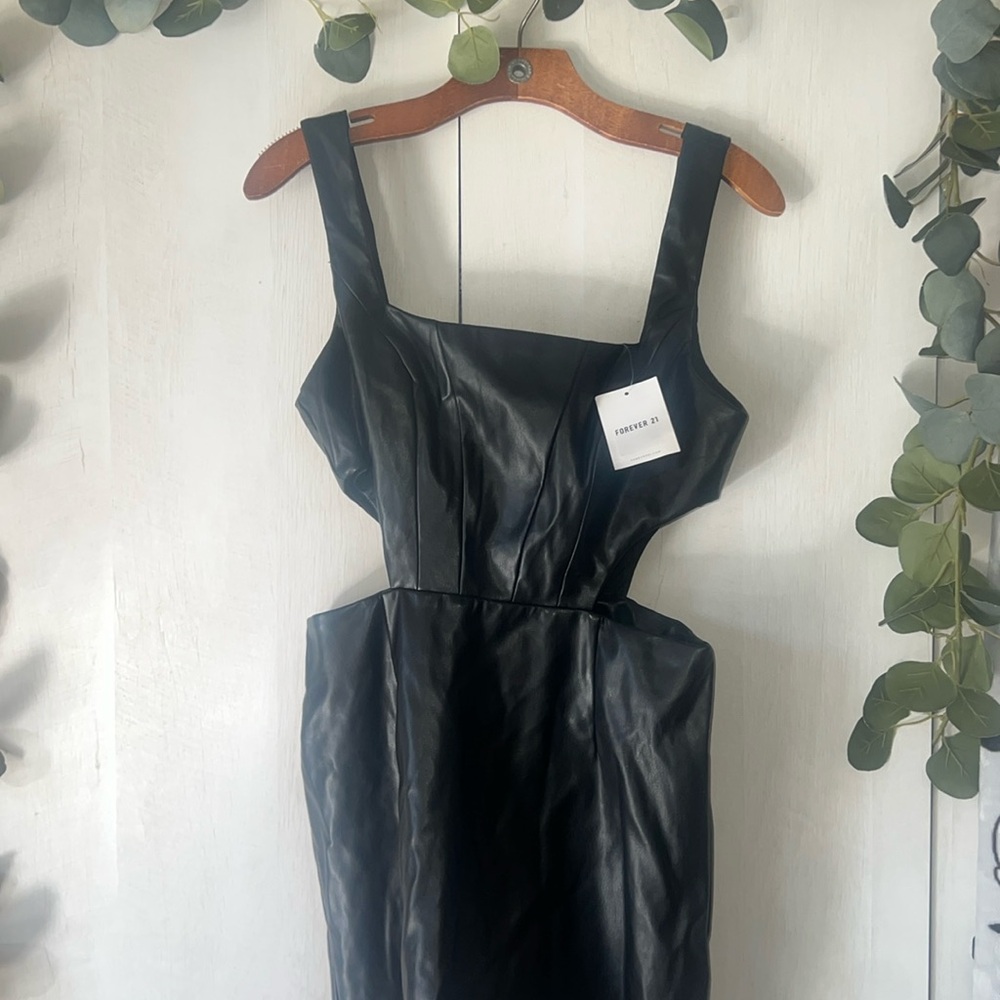 Forever 21 Faux Leather Cutout Mini Dress